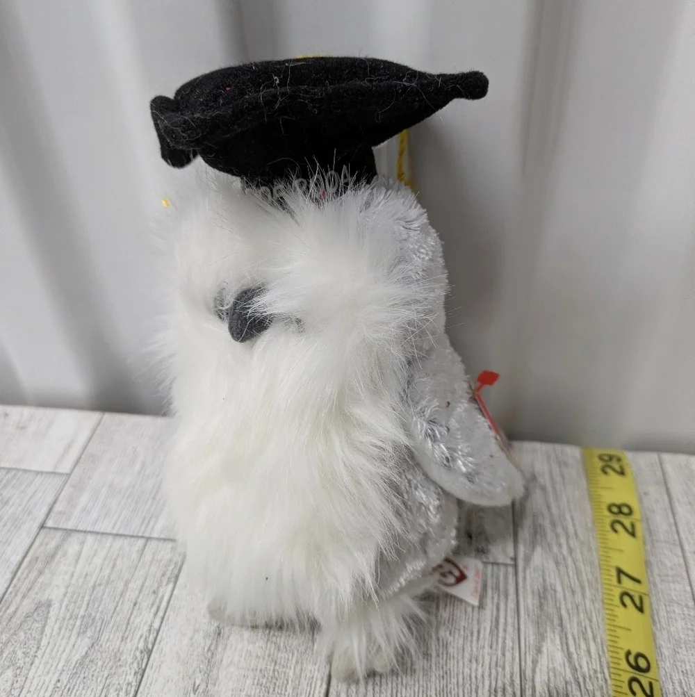 Ty Plush Owl Toy with Black Cap